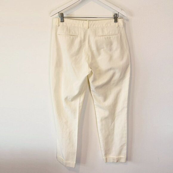 Theory Marsienna White Cotton Blend Tapered Trouser Pants - Picture 3 of 8